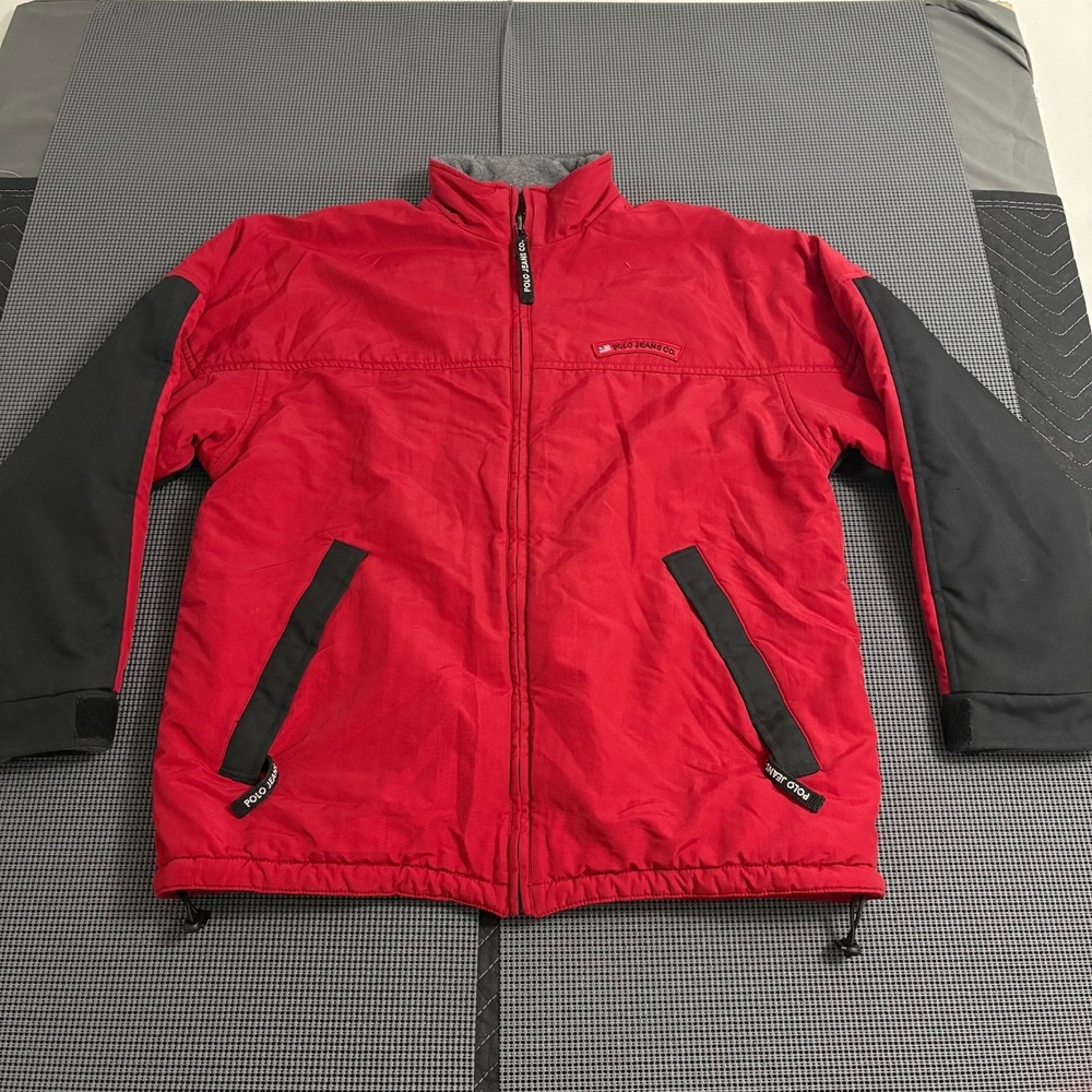 Polo Jeans Co Ralph Lauren Men's Red Black Fleece Lined‎ Jacket Size M